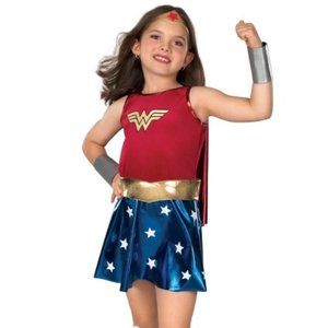 RUBIE'S COSTUMES WONDER WOMAN Costume Dress Cape Belt GIRLS SIZE M